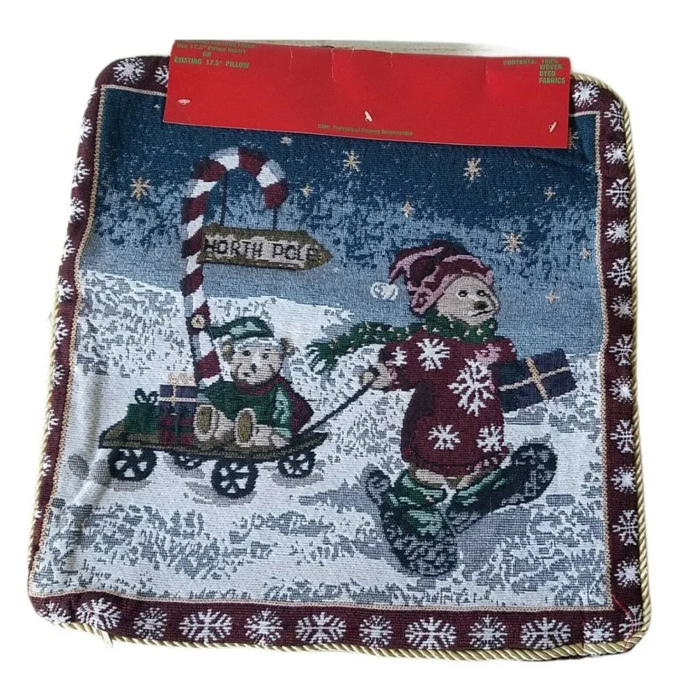 Christmas Tapestry #24 Pillow Cover with Zipper for a 17.5 Pillow Lot of 2